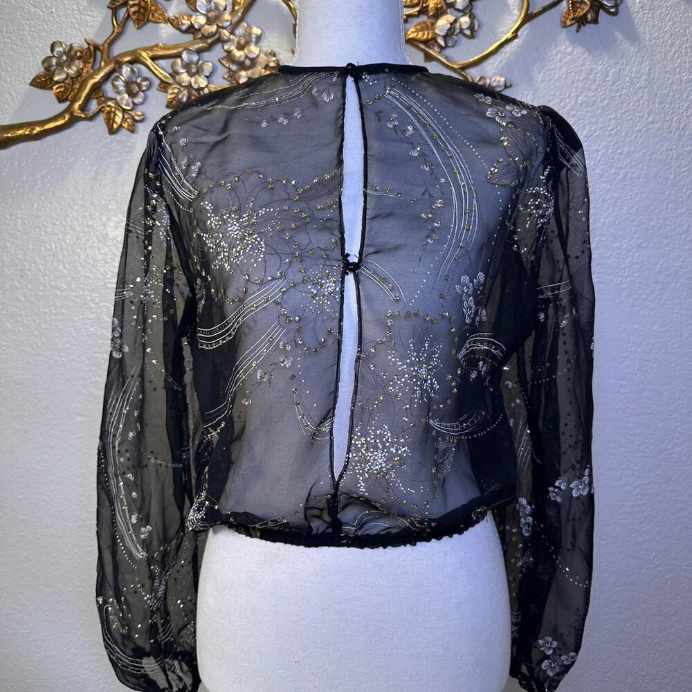 Vintage sheer black chiffon blouse